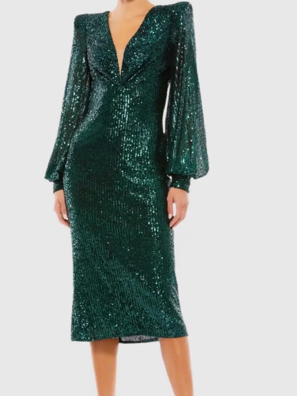 Leena for Mac Duggal style 26866 Midi Dress in Emerald Green. Size 4. GORGEOUS